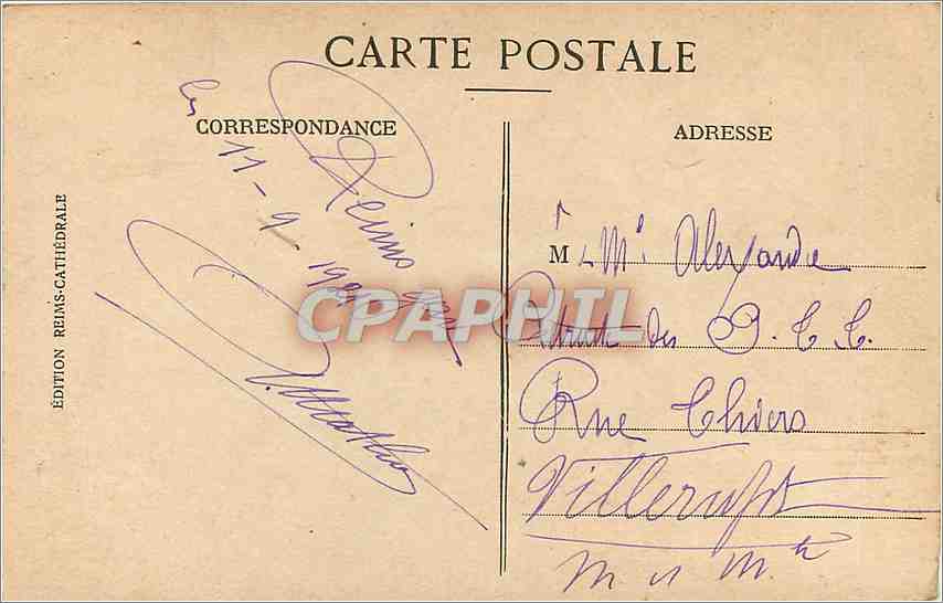 CPA Reims La Cthedrale apres la guerre — Rückseite