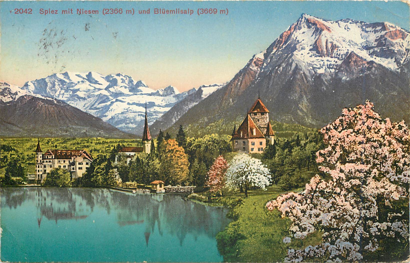 CPA Spiez mit Niessen (2366 m) und Bluenllsalp(3669 m)