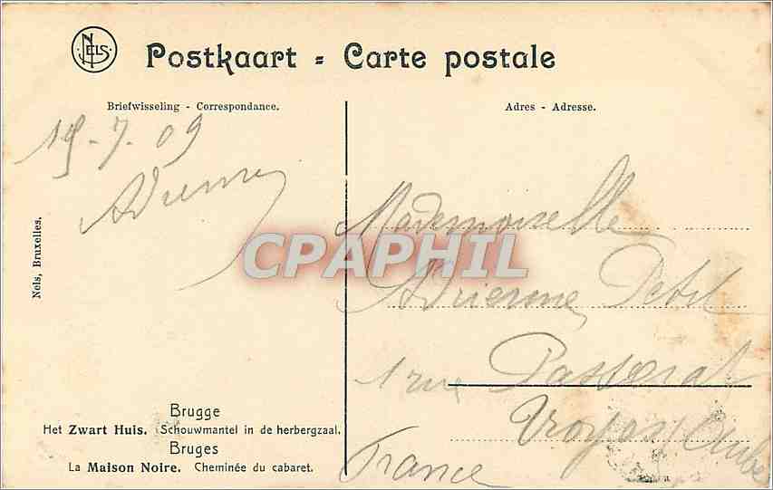 CPA Zwart Huis Brugge — Rückseite