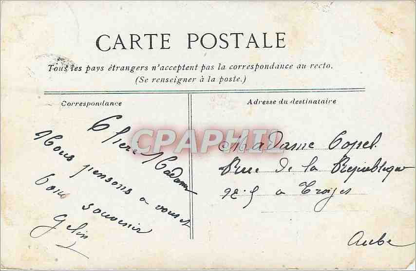 CPA Rouen Hotel Bourgtheroulen — Verso