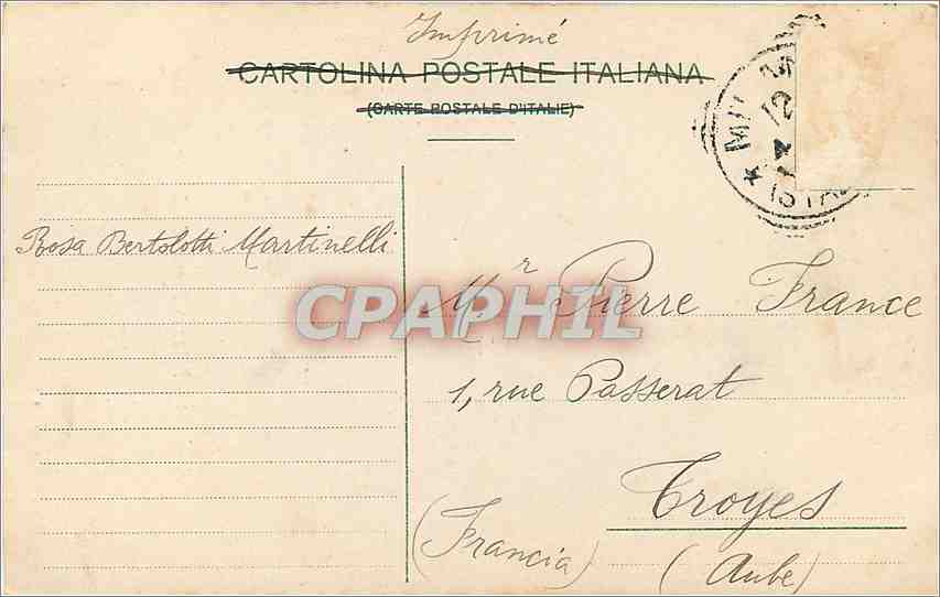 CPA Milano Palazzo Brera Lo Scalone — Rückseite