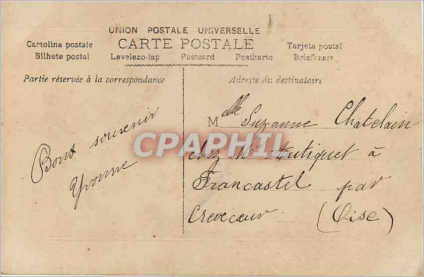 Scène de théâtre Mignon — Wilhelms veut emmener Mignon — éditeur Pastern, n°145 — Verso