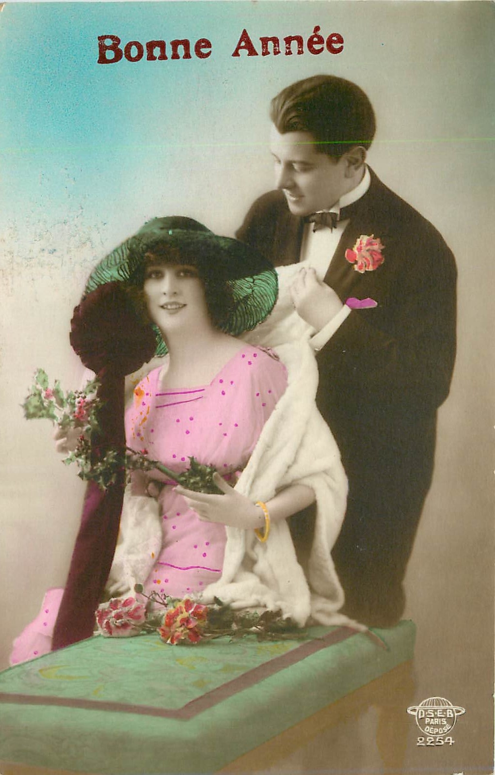 CPA Bonne Annee Femme