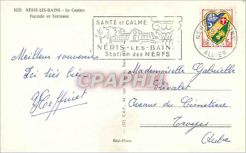 CPM Neris les Bains le Casino Facade et Terrasse — Rückseite