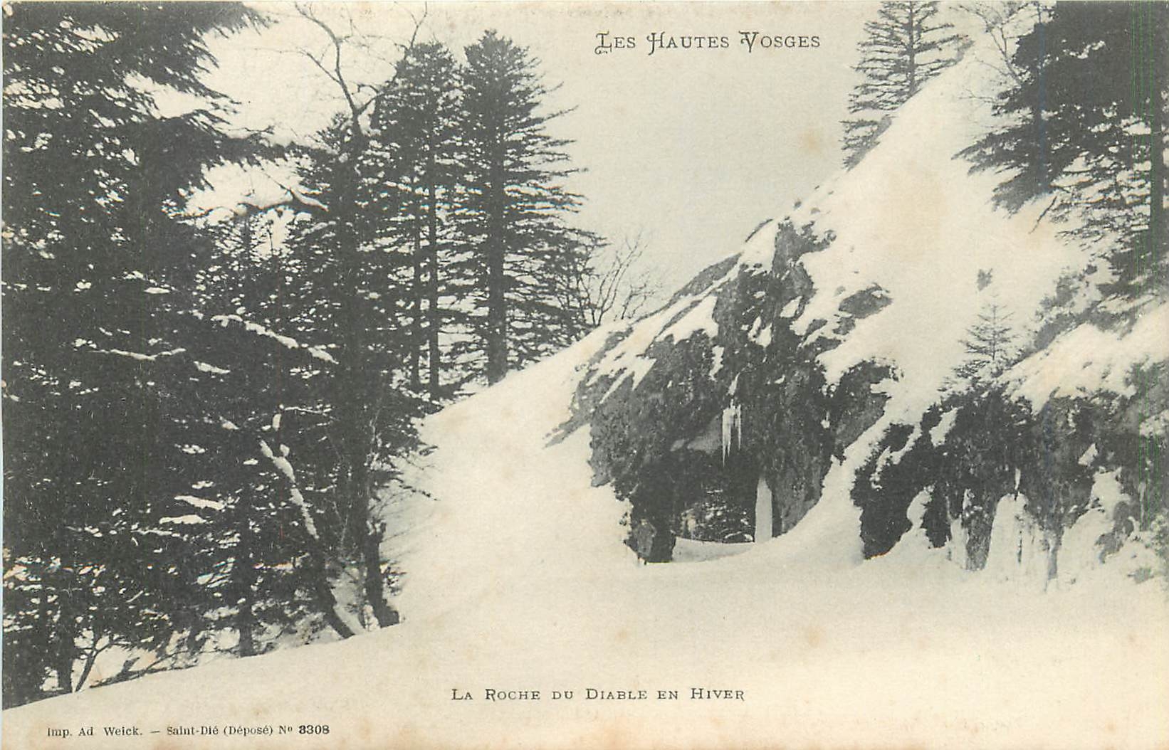 La Roche du Diable en hiver — Les Hautes Vosges — Imp. Ad Welek, Saint-Dié, N° 3309