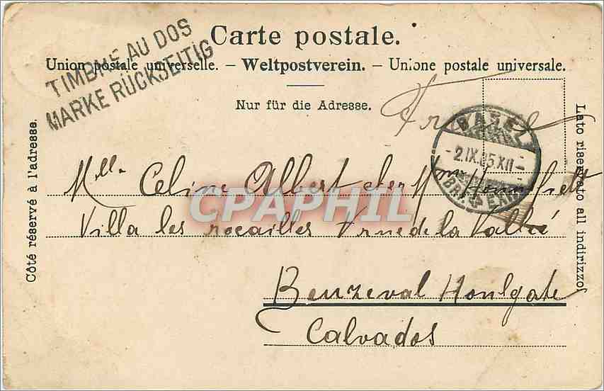 CPA Ligne des Rochers de Naye et la Dent de Jaman  — Rückseite
