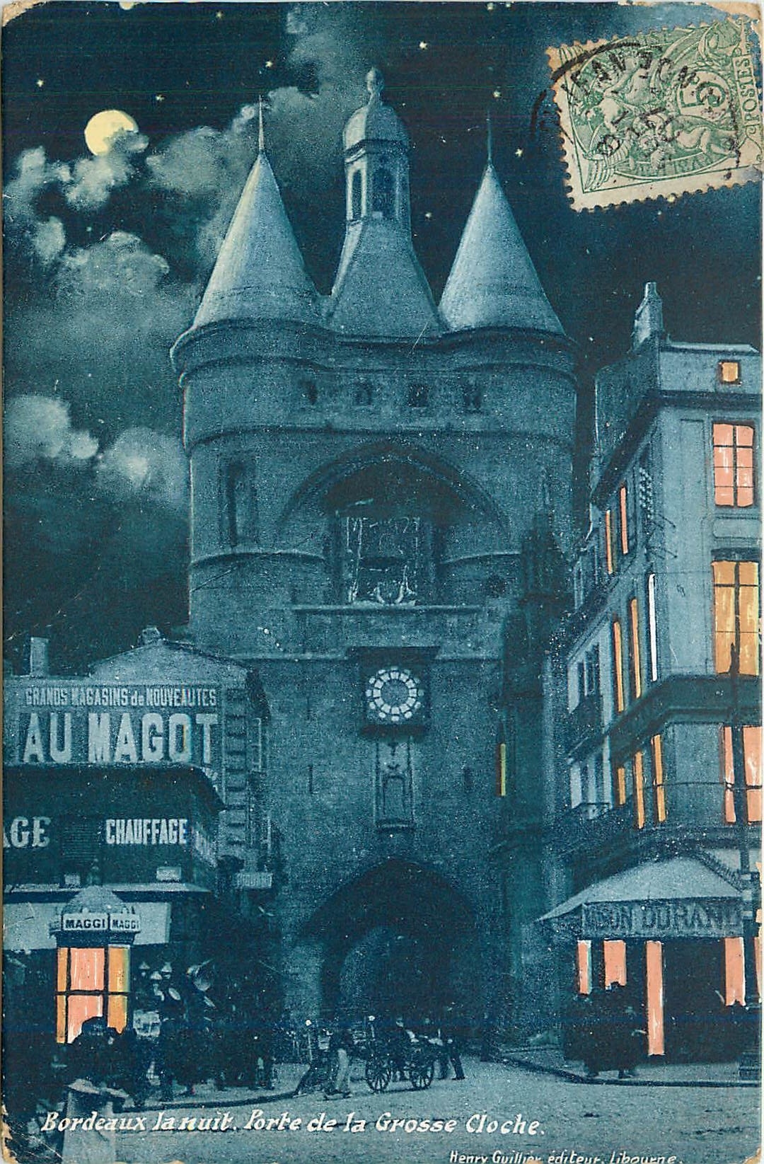 CPA Bordeaux la nuit Porte de la Grosse Cloche 