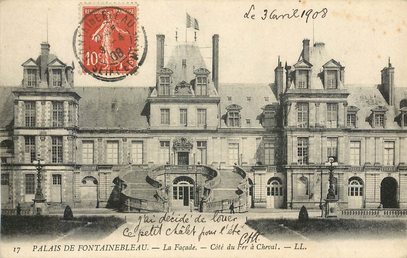 Palacio de Fontainebleau — La Fachada — Lado del Fer à Cheval. — LL. — 17