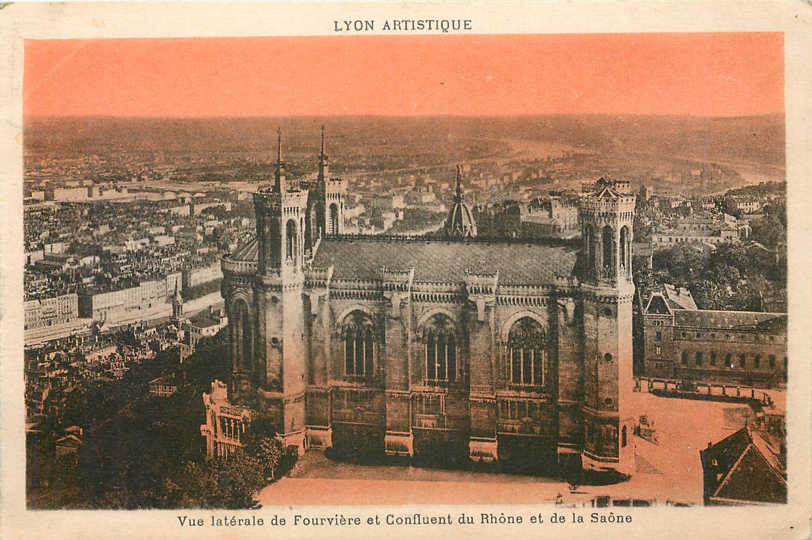 CPA Lyon Artistique Vue laterale de Fourviere et Confluent du Rhone et de la Saone 