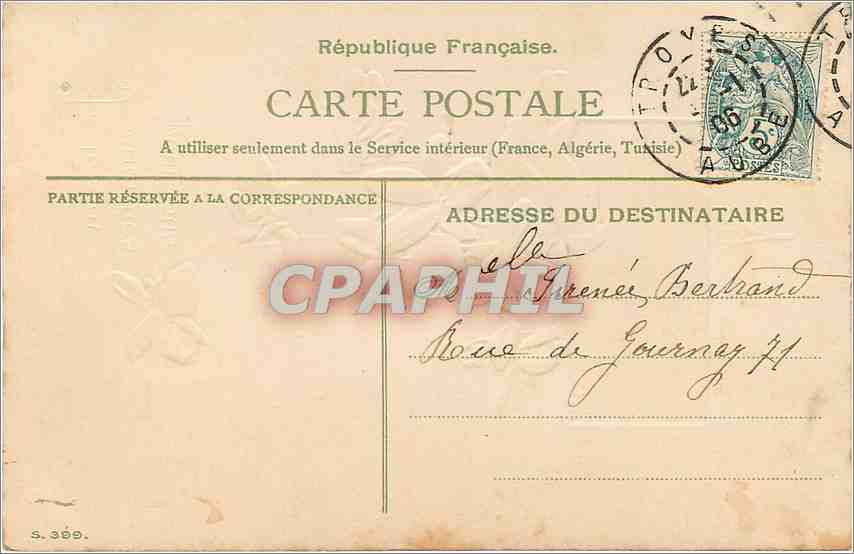 CPA Je les ai cueillies pour vous Cygnes — Verso