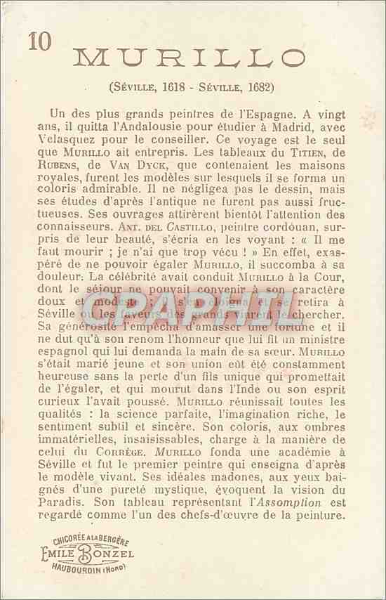 CPA Murillo Seville Un des plus grands peintres de l'Espagne  — Rückseite