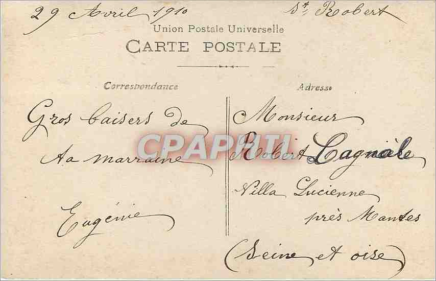Femme en robe bleue tenant des fleurs — Heureuse Fête — E.B.R. Crichelley, n°167 — Reverso