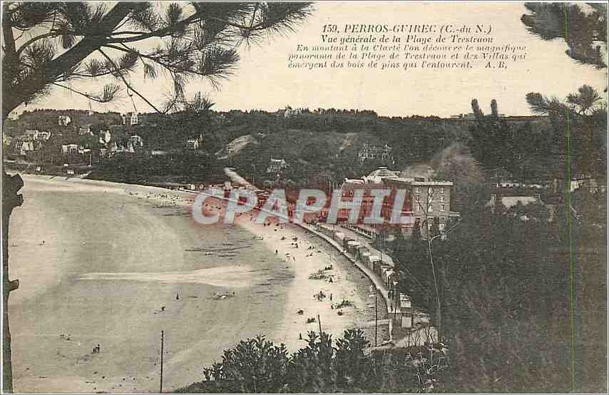 CPA Perros Guirec C du N Vue generale de la Plage de Trestraou 