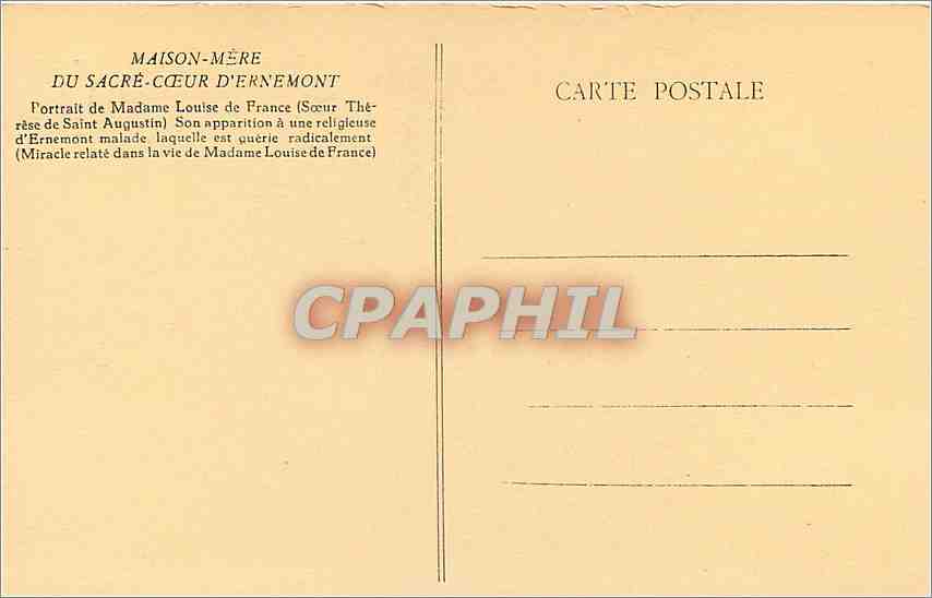 CPA Maison mere du Sacre Coeur d'Ernemont  — Verso