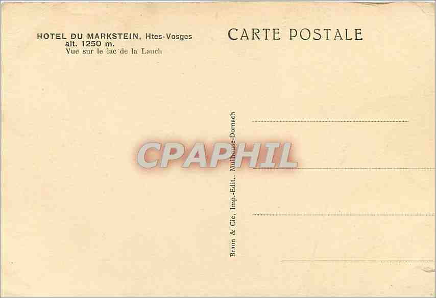 CPA Hotel du Markstein Htes Vosges Vue sur le lac de la Lauch Ski — Rückseite