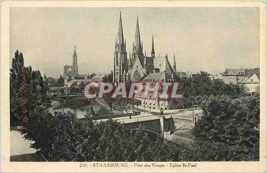 CPA Strasbourg Pont des Vosges Eglise St Paul 