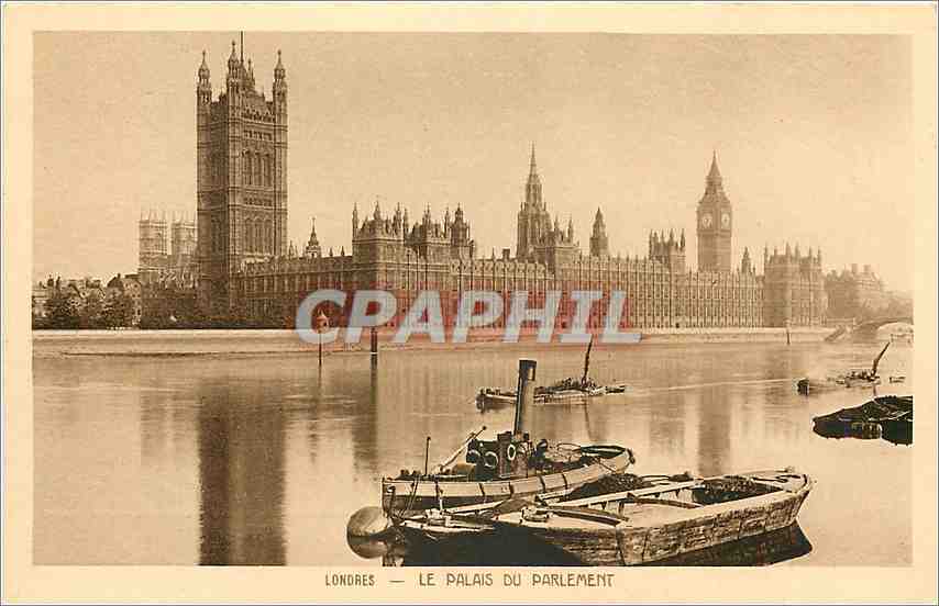 CPA Londres Le Palais du Parlement Bateau