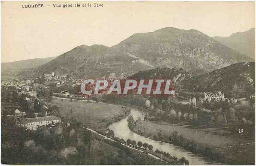 CPA Lourdes Vue generale et le Gave 