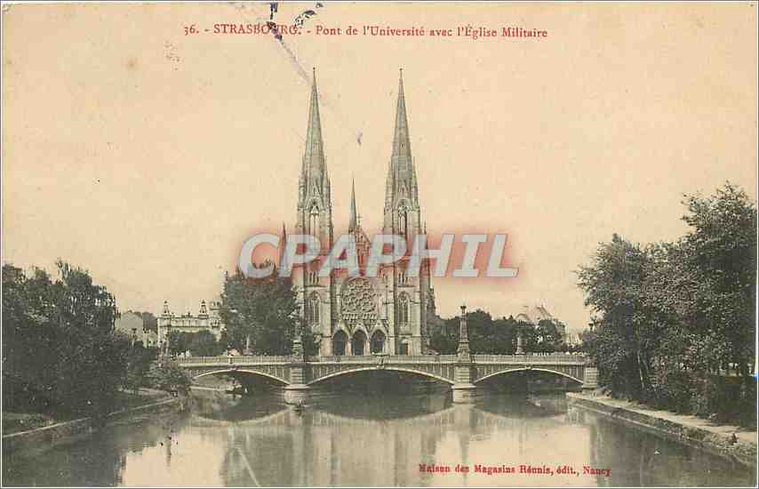 CPA Strasbourg Pont de l'Universite avec l'Eglise Militaire 