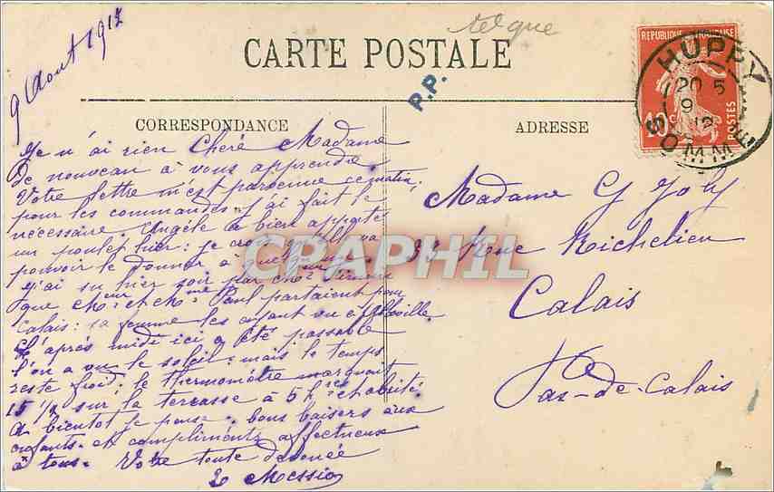 CPA Abbeville L'Eglise de Saint Sepulere  — Rückseite