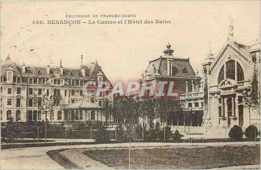 CPA Besancon Le Casino et l'Hotel des Bains 