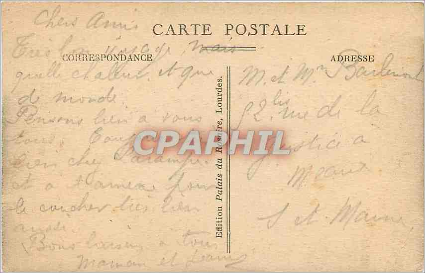 CPA Lourdes Le Funiculaire du Pic du Jer  — Verso