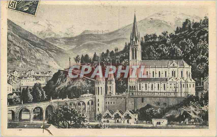 CPA Lourdes La Basilique et les Piscines 