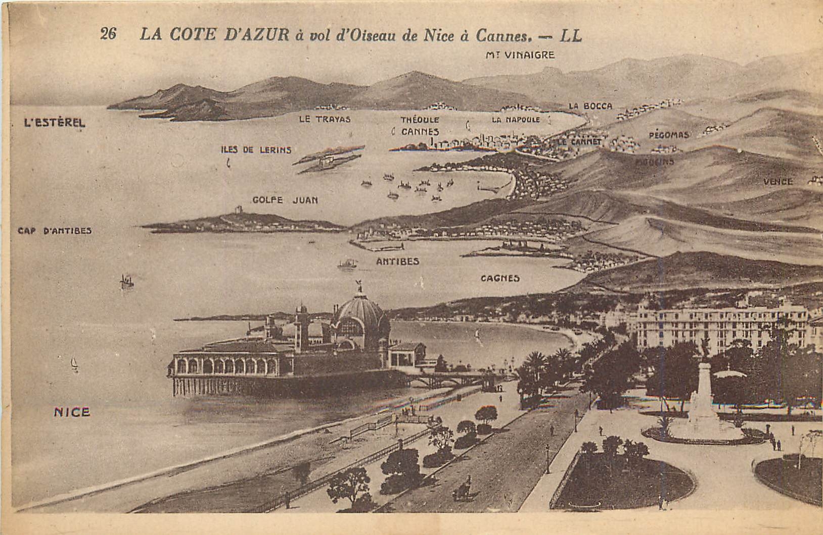 CPA La Cote d'Azur a vol d'Oiseau de Nice a Cannes 