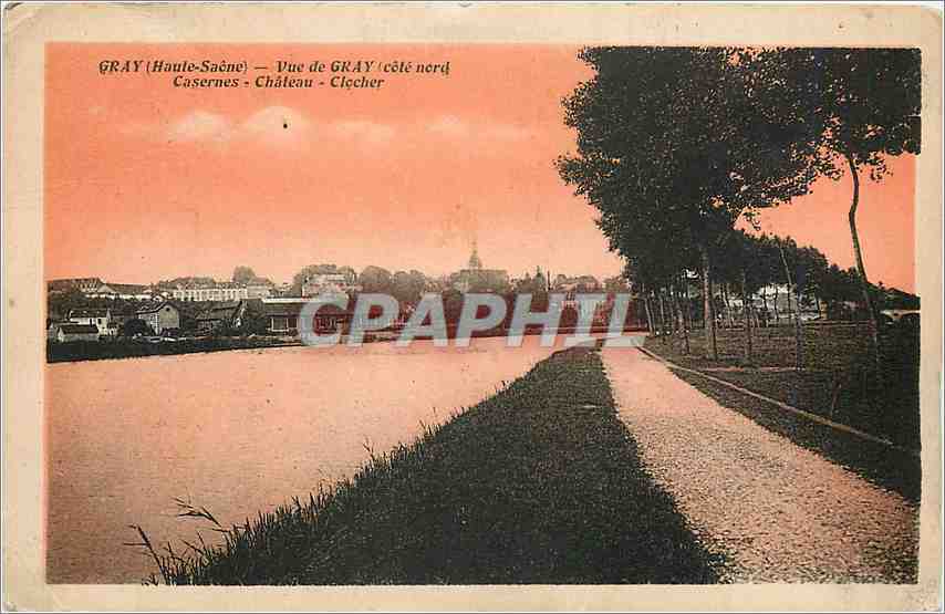CPA Gray Haute Saone Vue de Gray Cote Nord Casernes Chateau Clocher 