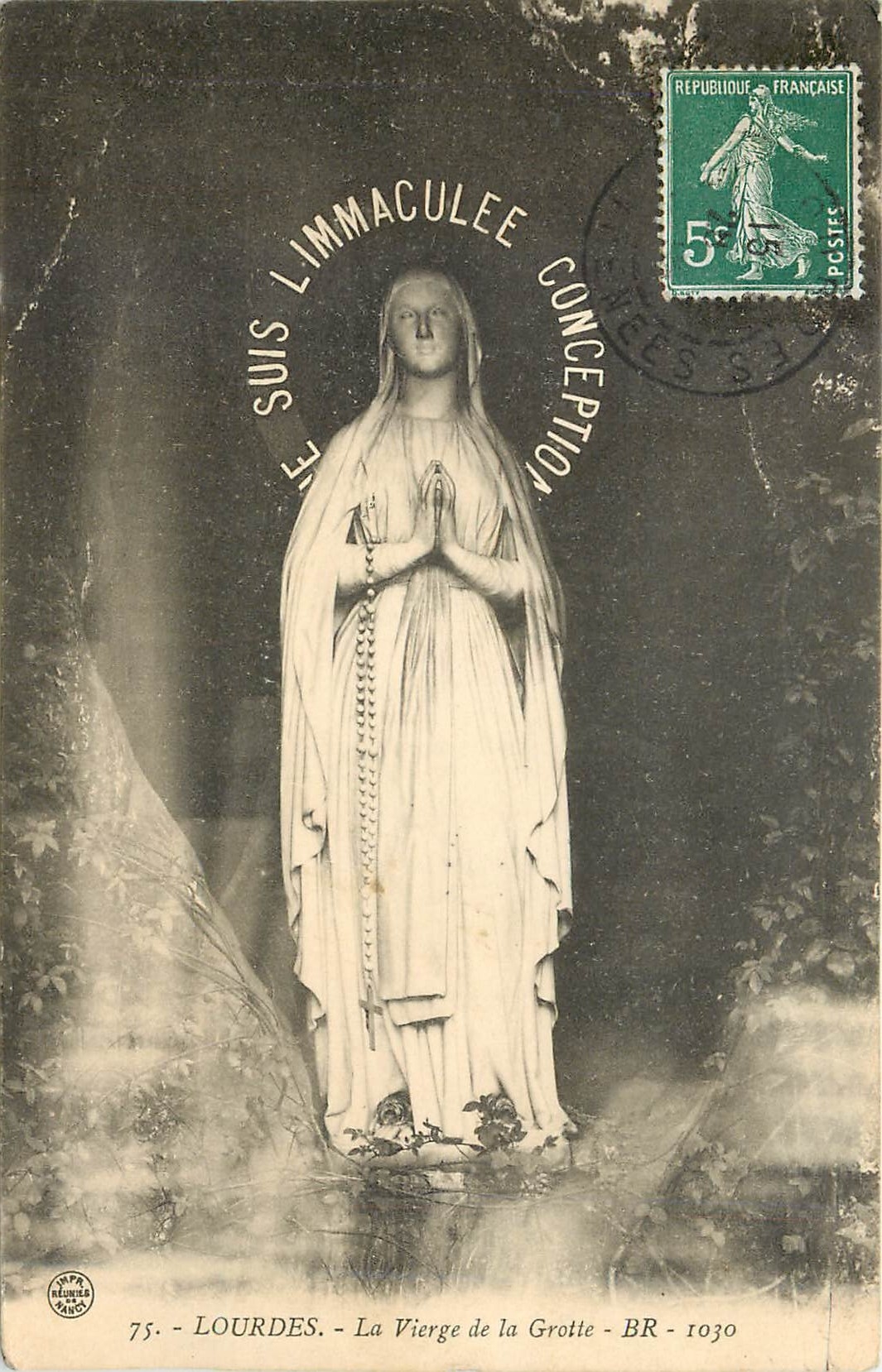 CPA Lourdes La Vierge de la Grotte 