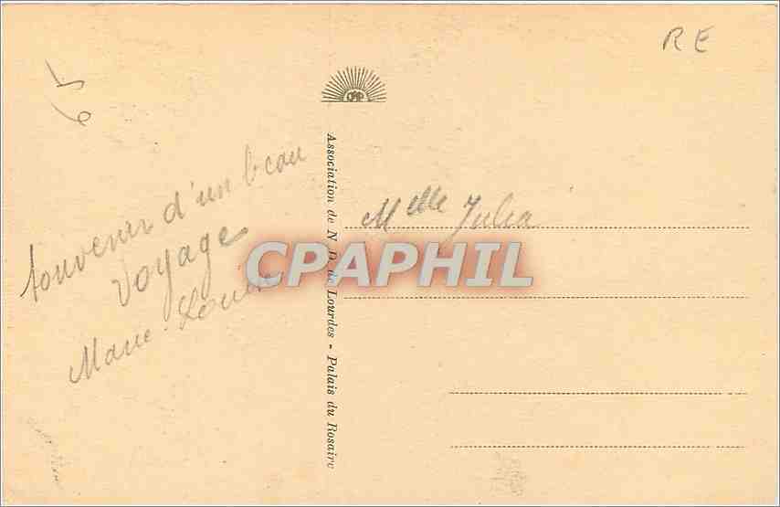 CPA Lourdes La Grotte  — Verso