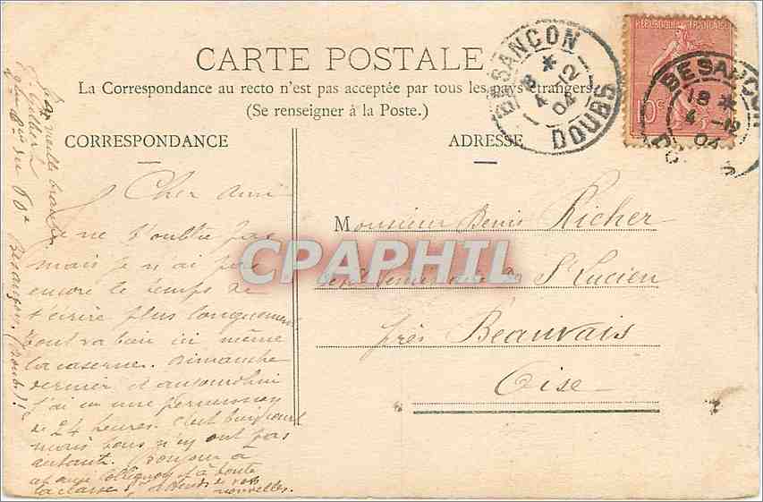 Besançon - Victor Hugo et la Promenade Granvelle — J. Liard, Édit. Besançon — Verso