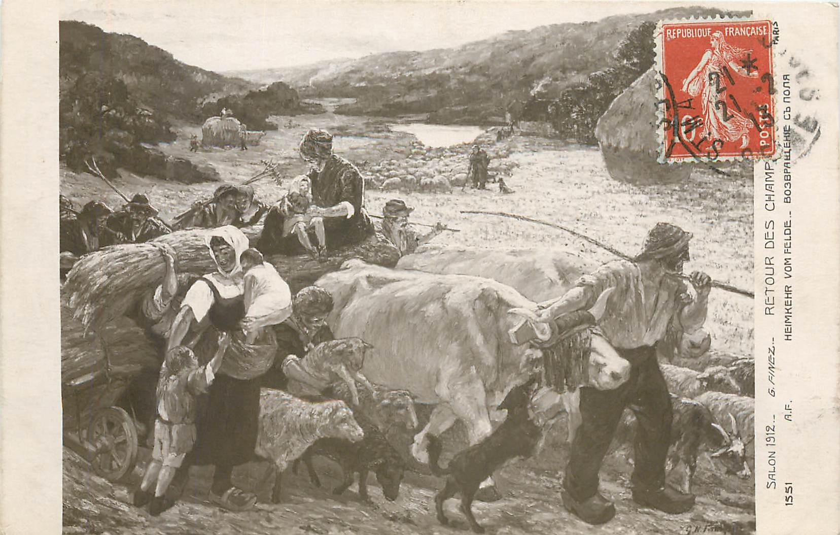 CPA Retour des Champs Salon 1912