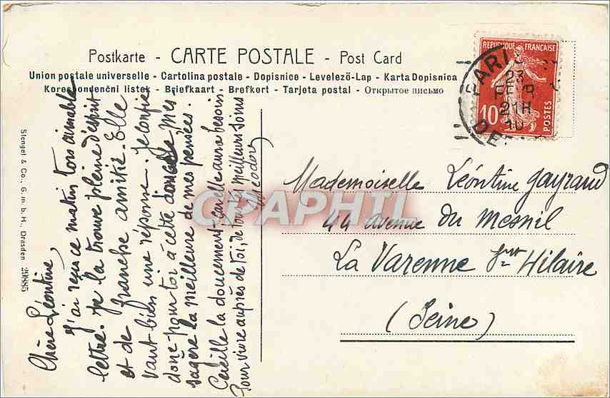 CPA La Laitiere Greuze — Rückseite