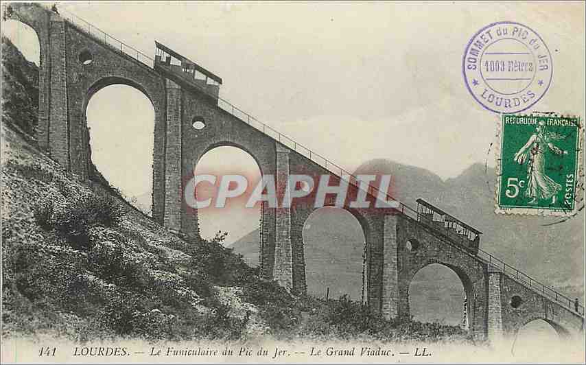 CPA Lourdes Le Funiculaire du Pic du Jer Le Grand Viaduc 