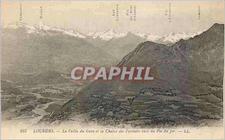CPA Lourdes La Vallee du Gave et la Chaine des Pyrenees vues du Pic du Jer 