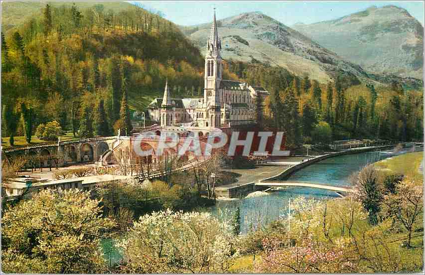 CPA Lourdes La Basilique le Gave et les nouveaux Ponts 