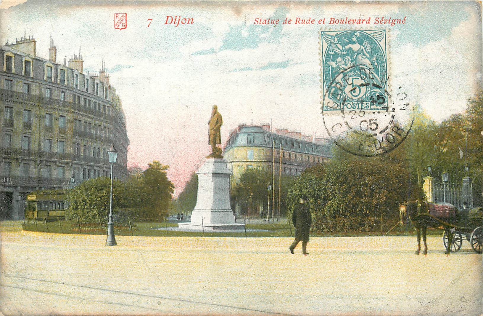 CPA Dijon Statue de Rude et Boulevard Sevigne 