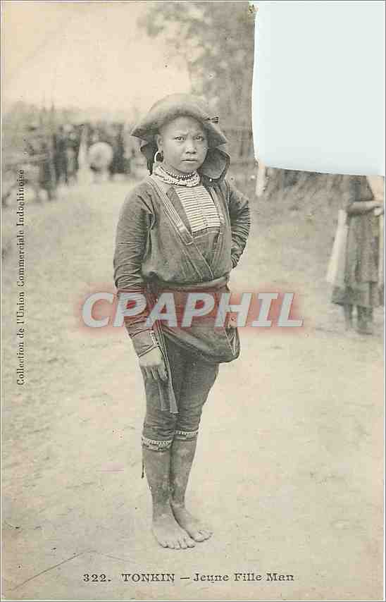 CPA Tonkin Jeune Fille Man Indochine