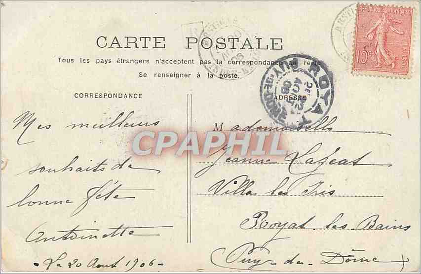 CPA Bonne Fete  — Rückseite