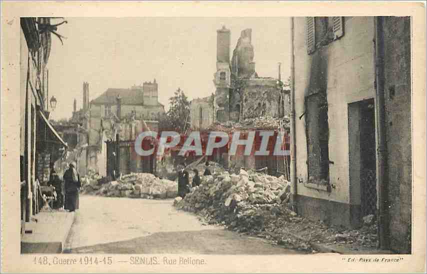 CPA Senlis Rue Belione  Militaria