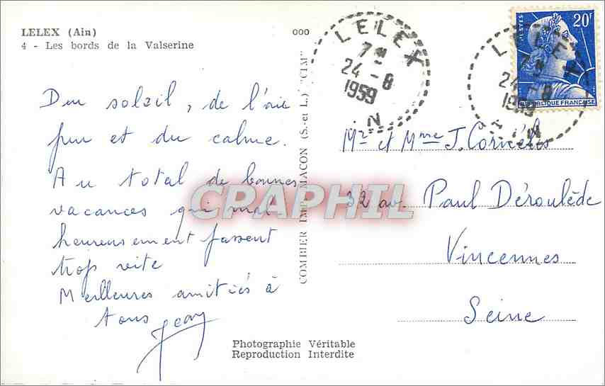 CPM Lelex Ain Les bords de la Valserine  — Rückseite