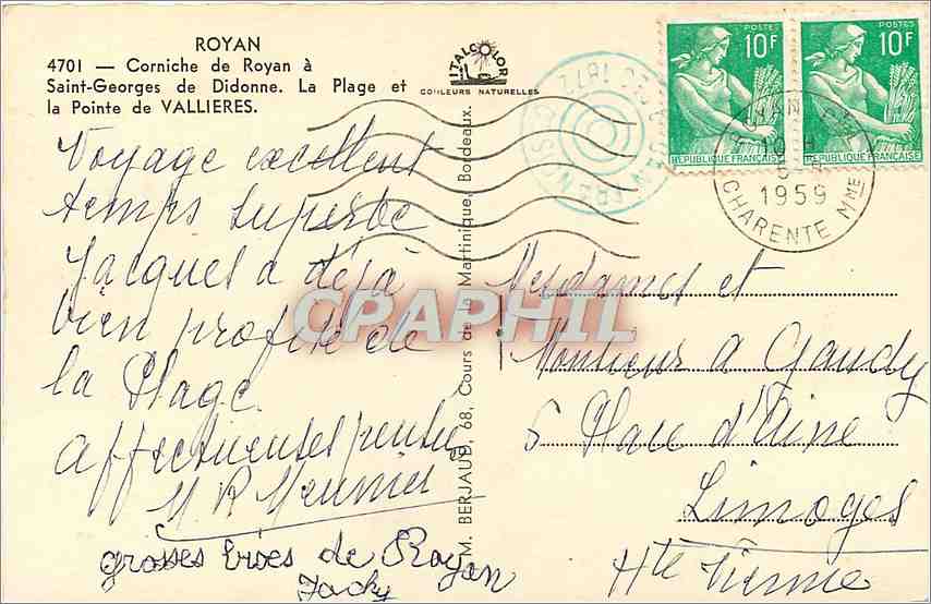 CPM Royan Corniche de Royan Saint Georges de Didonne La Plage et la Pointe de Vallieres  — Verso