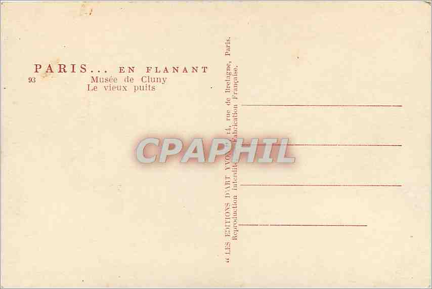 CPA Paris Musee de Cluny Le Vieux puits  — Rückseite