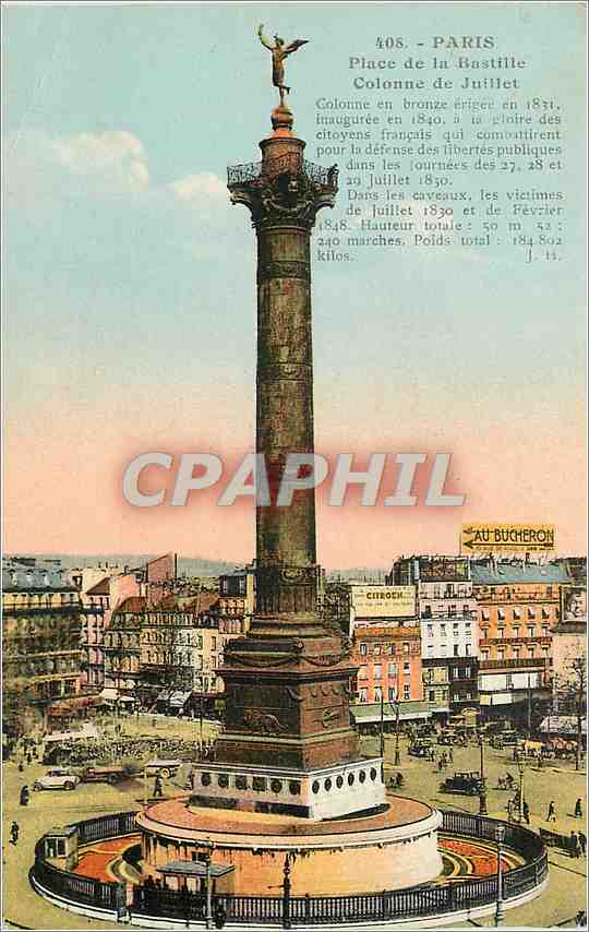 CPA Paris Place de la Bastille Colonne de Juillet 