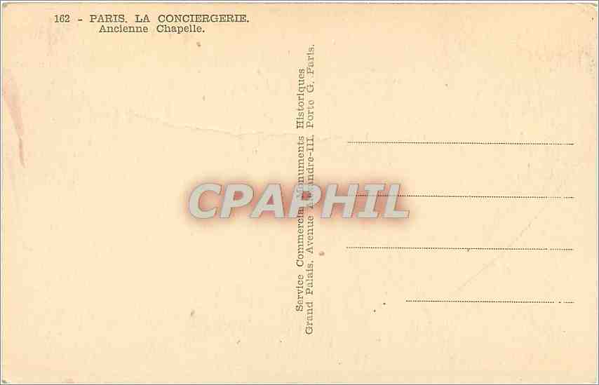 CPA Paris La Conciergerie Ancienne Chapelle  — Rückseite
