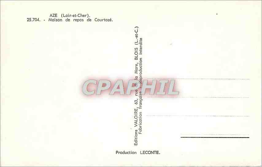 CPM Aze Loire et Cher Maison de repos de Courtoze  — Rückseite