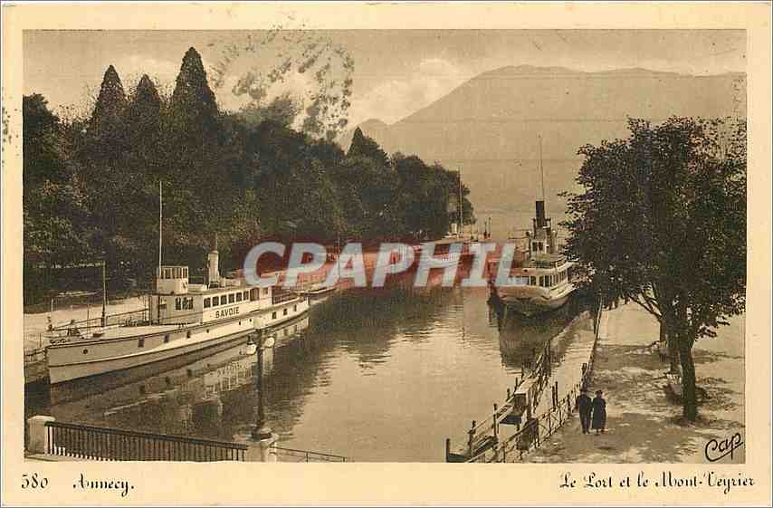 CPA Annecy Le Port et le Mont Veyrier Bateaux