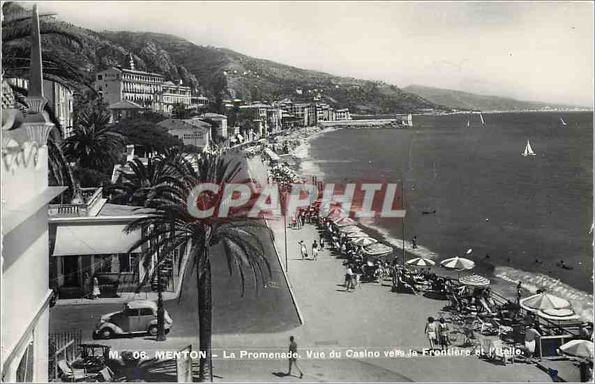 CPM Menton La Promenade Vue du Casino vers la Frontiere et l'Etoile 