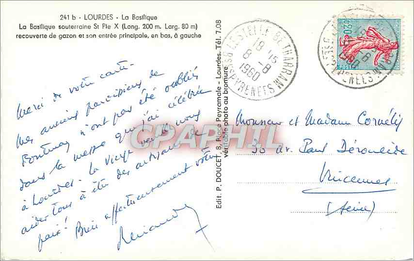 CPM Lourdes La Basilique  — Verso